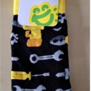 Black Tool-Print Men's Dress Socks - Yellow Accents